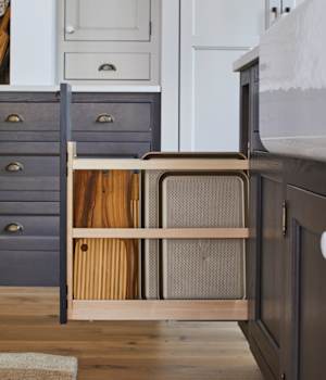 These Dark and Gray cabinets for the 2020 Southern Living, Residential Home, and Idea House home were provided by Wellborn Cabinet, Inc.