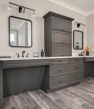 A Maple Bath and Active Living featuring Chelsea II cabinet doors in Castle from Wellborn Cabinet, Inc.