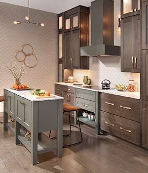 A Maple Kitchen featuring Ridgebrook cabinet doors in Peppermill from Wellborn Cabinet, Inc.