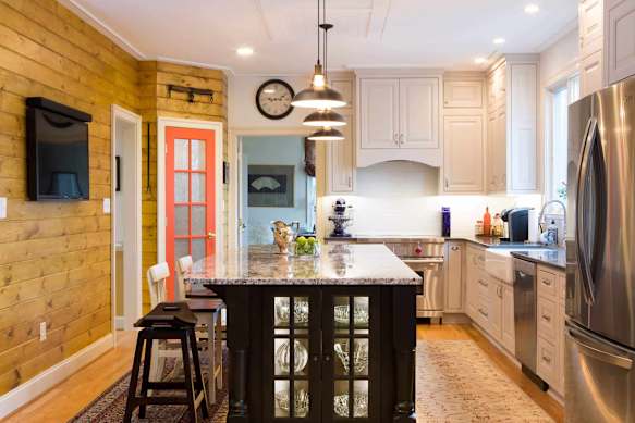 maple inset small kitchen cabinetry design