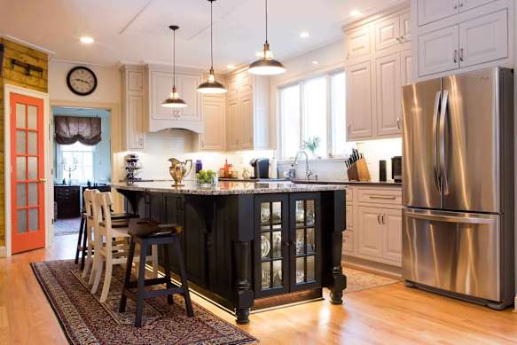 maple inset small kitchen cabinetry design