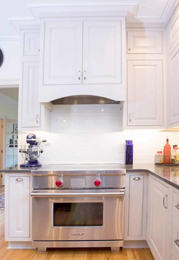 maple inset small white kitchen cabinetry design