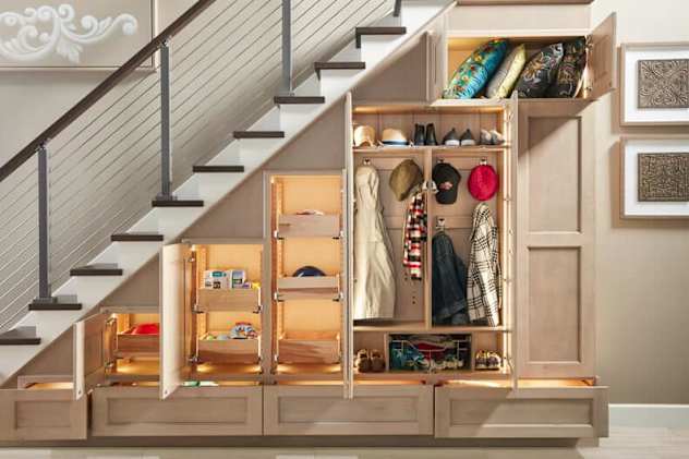 closet storage under stairs
