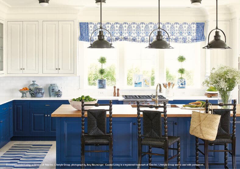 blue kitchen cabinet