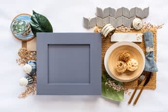 light blue painted cabinet door