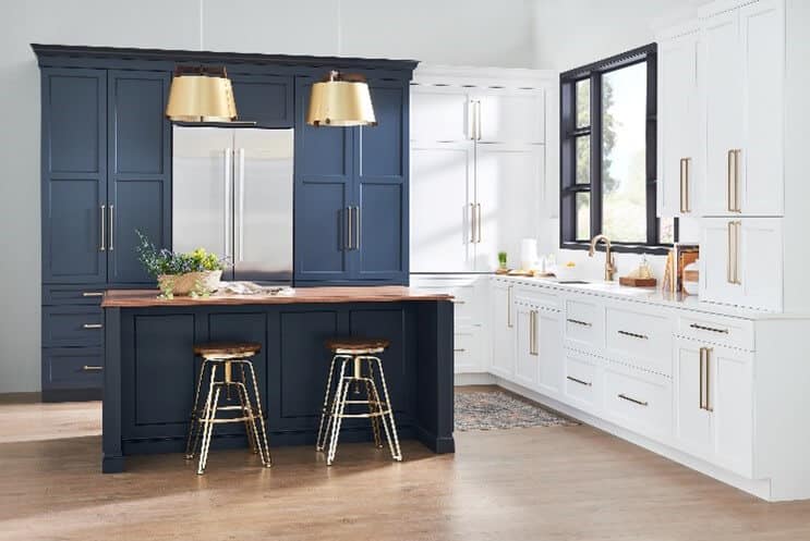 Two-tone blue and white kitchen
