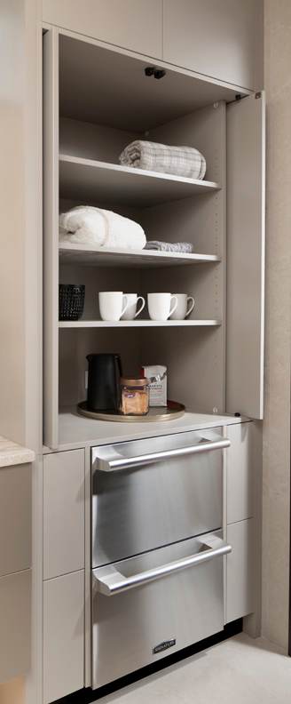 Arcadia and Midtown is Decorative Laminate Veneer Door door group with a Slab cabinet door from Wellborn Cabinet.