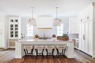 These Brown, Light, and White cabinets for the 2021 Paragon Building Group, Showcase Home, and Southern Living home were provided by Wellborn Cabinet, Inc.